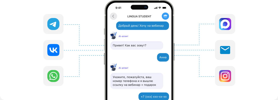 Обращения из разных каналов собираются в единой воронке